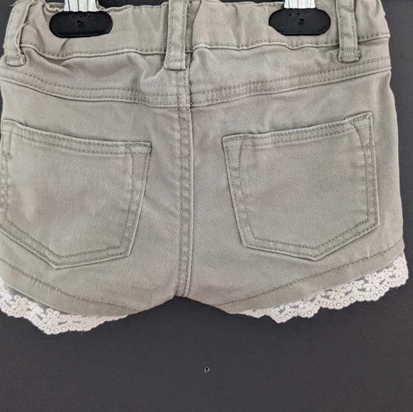 Grey jean shorts with lace detail on bottom - Picture 2 of 4